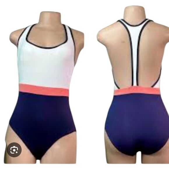 Loft Beach Women's Colorblock Swimsuit - White, Blush, and Navy - Picture 1 of 5